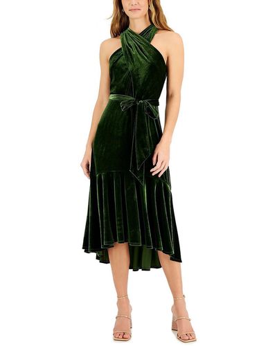 Taylor Velvet Long Cocktail And Party Dress - Black