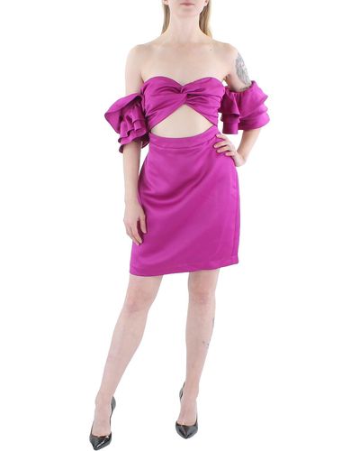 Yaura Sateen Ruffled Cocktail And Party Dress - Pink