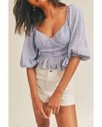 Lush Trust Your Instincts Top In Dusty Blue - Gray