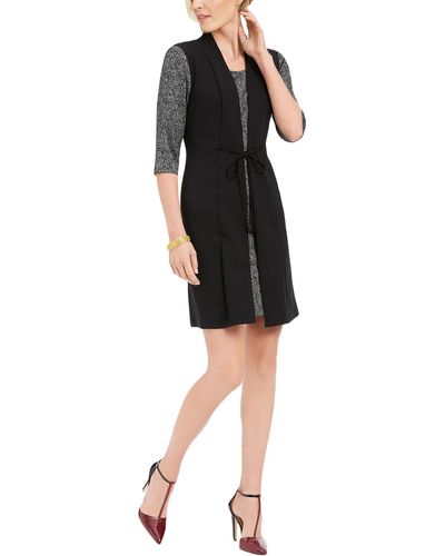 Connected Apparel Petites Elbow Sleeve Short Wear To Work Dress - Black