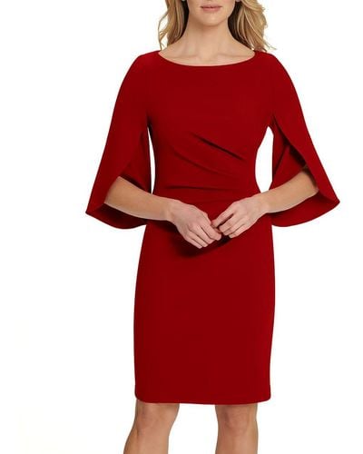 DKNY Ruched Knee Wear To Work Dress - Red