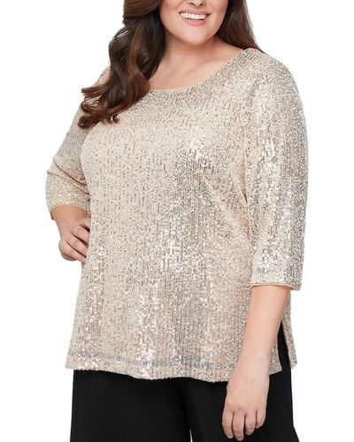 Alex Evenings Sequined Party Top - Natural