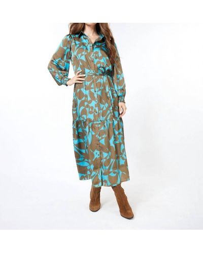 EsQualo Expressive Long Root Dress - Blue