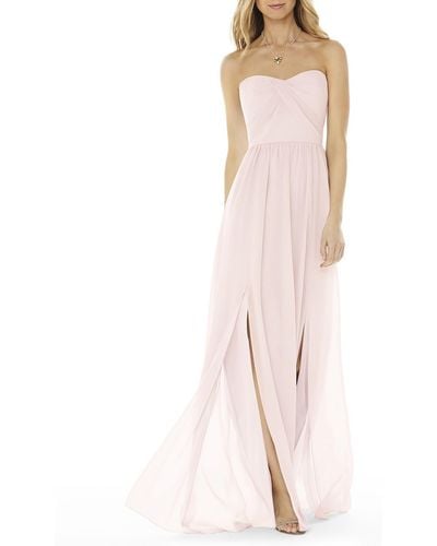 Social Bridesmaid Sweetheart Strapless Evening Dress - Pink