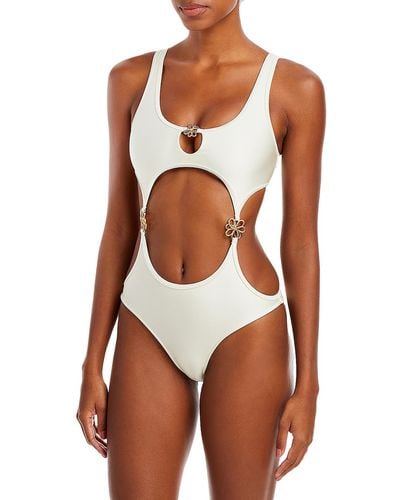 Cult Gaia Frances Embellished Cut-out One-piece Swimsuit - Brown