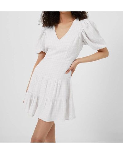 French Connection Birch Gingham Tiered Dress - White
