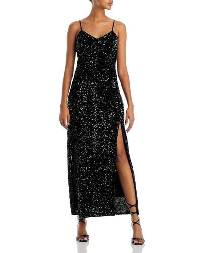 Lucy Paris Side Slit Long Cocktail And Party Dress - Black