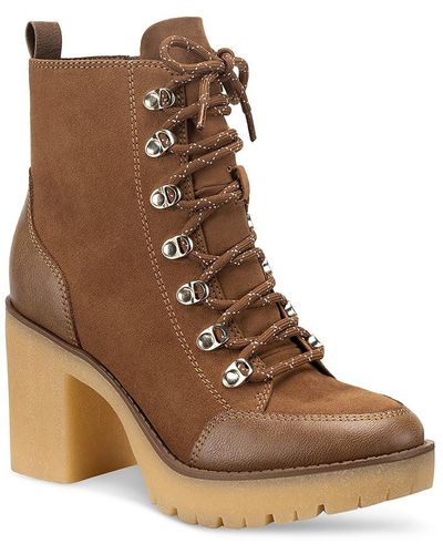 Sun & Stone Lennonn Microsuede Ankle Combat & Lace-up Boots - Brown