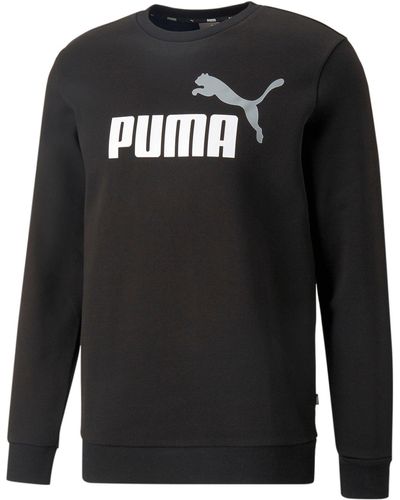 PUMA Essentials+ Two-tone Big Logo Crew Neck Sweater - Black