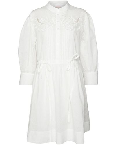 See By Chloé Rtw Drawstring Waist Cut Out Shirt Dress - White