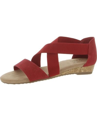 Naturalizer Reflex Faux Suede Open Toe Wedge Sandals - Red