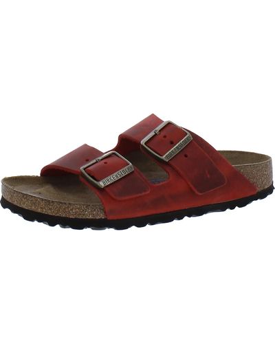 Birkenstock Arizona Bs Leather A Slide Sandals - Red