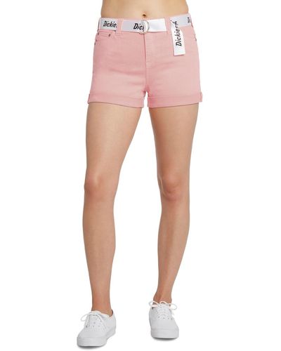 Dickies Juniors Cuffed High Rise Flat Front Tie-waist/belted - Pink