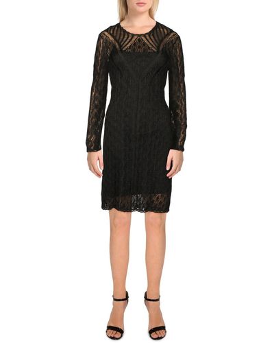 Lauren by Ralph Lauren Crochet Mini Sheath Dress - Black