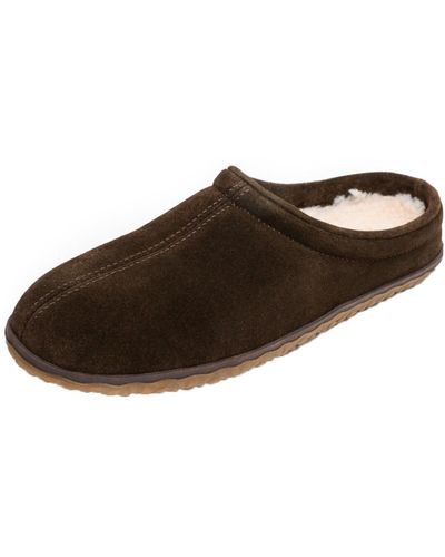 Minnetonka Taylor Suede Slip On Clog Slippers - Brown