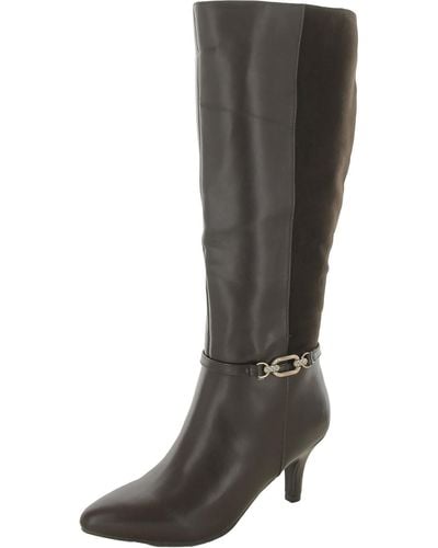 Karen Scott Freylyn Faux Leather Dressy Knee-high Boots - Gray