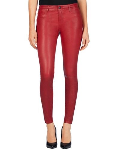 J Brand Stretch Leather Pant In Red