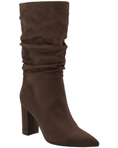 Marc Fisher Galley Faux Suede Slouchy Mid-calf Boots - Brown