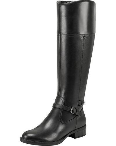 Easy Spirit Leigh Leather Wide Calf Knee-high Boots - Black