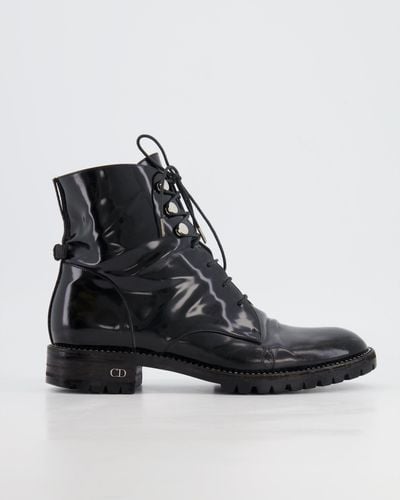 Dior Patent Leather Combat Boots - Black