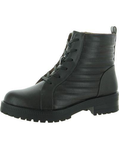 LifeStride Stormy Faux Leather Platform Combat & Lace-up Boots - Black