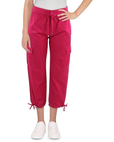 Lauren by Ralph Lauren Solid Cropped Cargo Pants - Red
