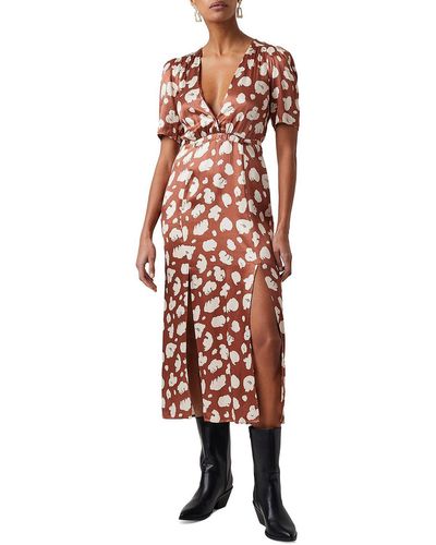 French Connection Printed Tea Length Midi Dress - Red