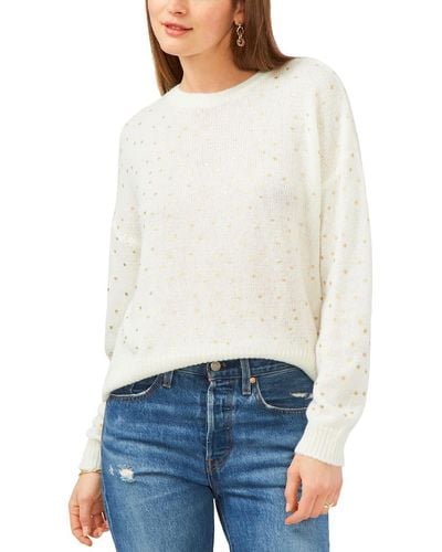 1.STATE Metallic Polka Dot Pullover Sweater - White