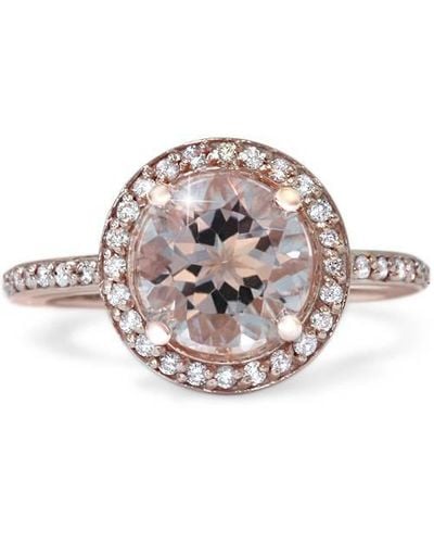 Pompeii3 2ct Morganite & Diamond Halo Vintage Antique Engagement Ring - Pink