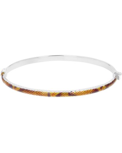 Vir Jewels Sterling Silver And Yellow Enamel Bangle - White