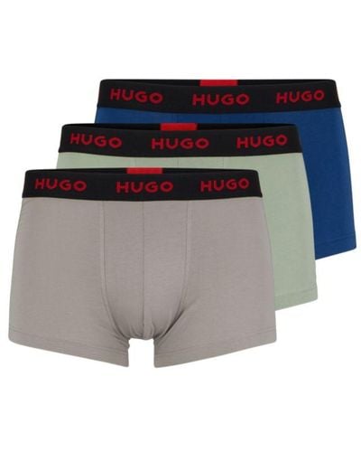 HUGO Three-pack Of Logo-waistband Trunks - Gray