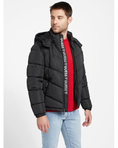 Guess Factory Chano Quilted Puffer Jacket - Red
