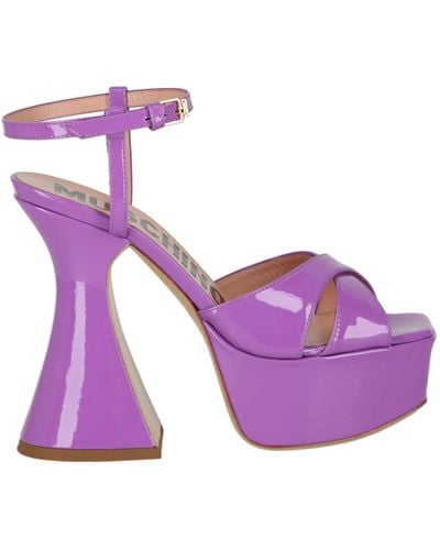 Moschino Patent Leather Platform Heeled Sandals - Purple