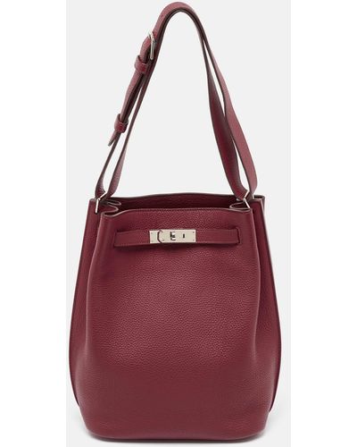 Hermès Hermès Rouge Grenat Togo Leather So Kelly 22 Bag - Red
