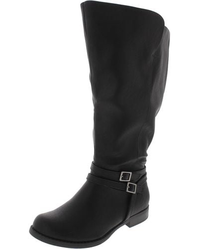 Easy Street Bay Plus Faux Leather Wide Calf Mid-calf Boots - Black