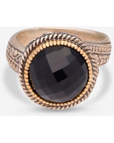Konstantino Calypso Sterling Silver And 18k Yellow Gold,onyx Ring Dkj844-120 - Black