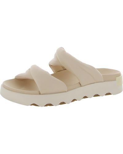 Sorel Vibe Twist Leather Slip On Slide Sandals - White