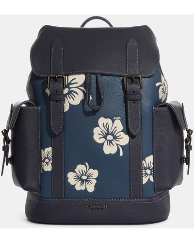 COACH Hudson Backpack With Aloha Floral Print - Blue