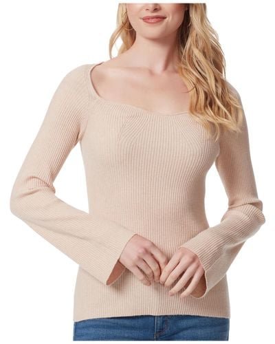 Jessica Simpson Sweetheart Neckline Ribbed Pullover Sweater - Red