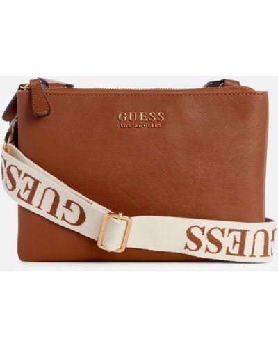 Guess Factory Lindfield Triple Compartment Crossbody - Brown