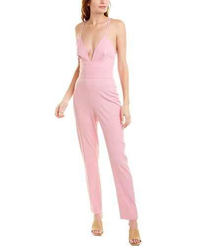 Oscar de la Renta Silk-lined Wool-blend Skinny Jumpsuit - Pink