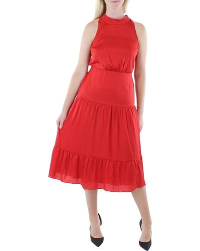 Sam Edelman Satin Sleeveless Midi Dress - Red