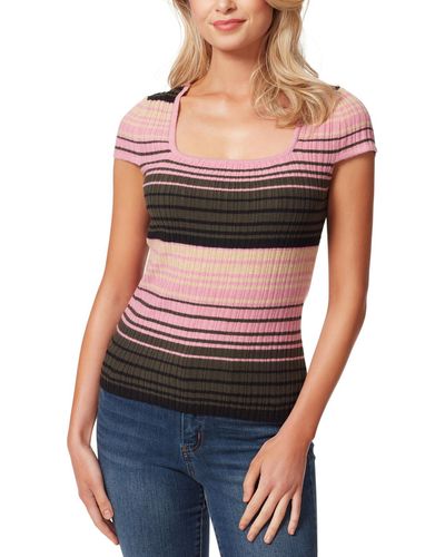 Jessica Simpson Stretch Stripes Pullover Top - Red