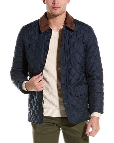 Brooks Brothers Out Diamond Quilted Walking Coat - Blue