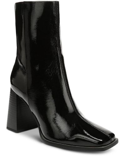 Sam Edelman Ivette Patent Stacked Heel Ankle Boots - Black