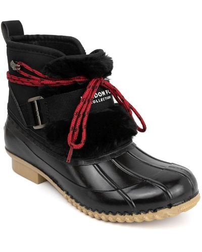London Fog Willette Faux Fur Ankle Waterproof & Weather Resistant - Black