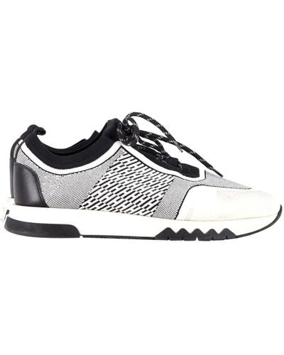 Hermès Hermes Addict Sneakers In White And Black Knit Canvas