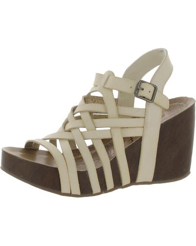 Blowfish Harper Faux Leather Dressy Wedge Sandals - Natural