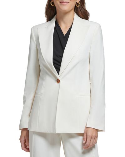 DKNY Notch Collar Suit Separate One-button Blazer - White
