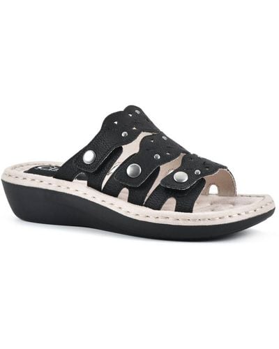 White Mountain Caring Slip On Casual Slide Sandals - Black